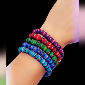 Handcrafted Dyed Bone Gemstone Bracelet